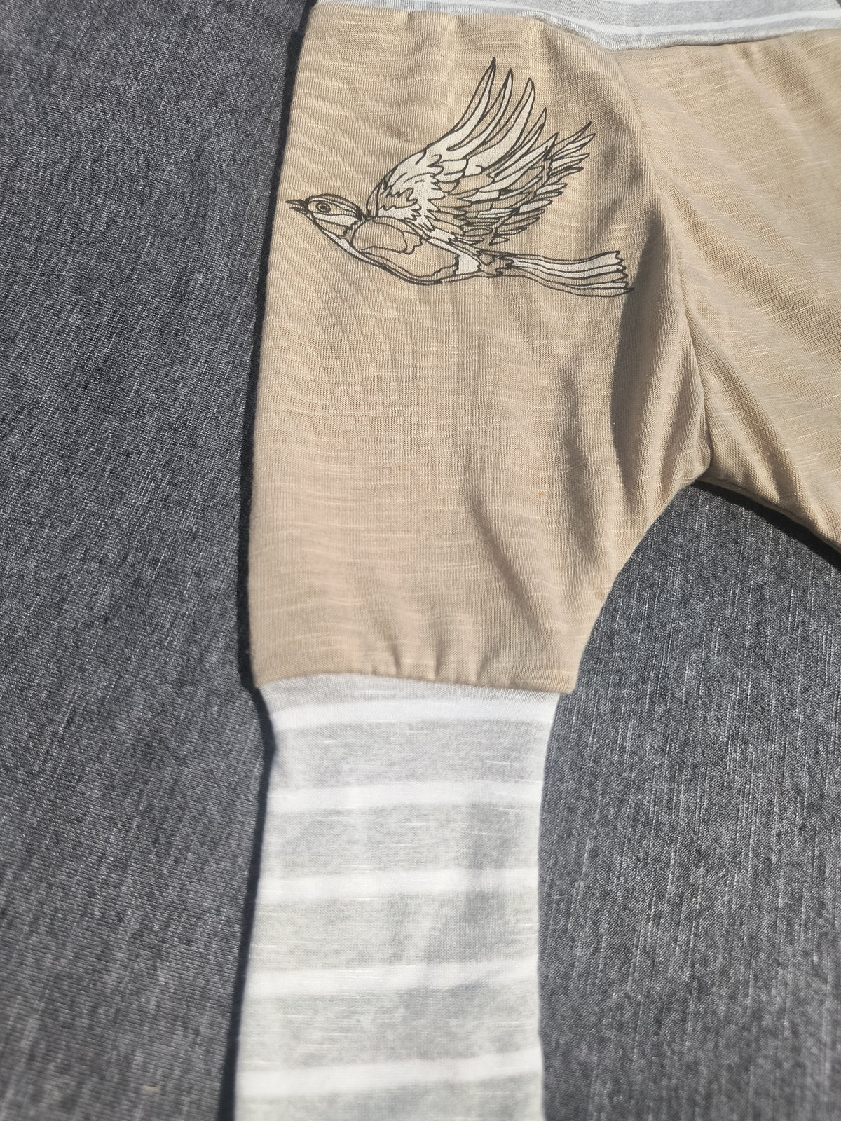 Beige Bird with Gray Bands, Newborn Harem Pants