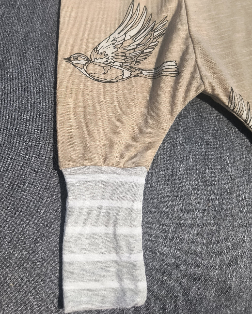 Beige Bird with Gray Bands, Newborn Harem Pants