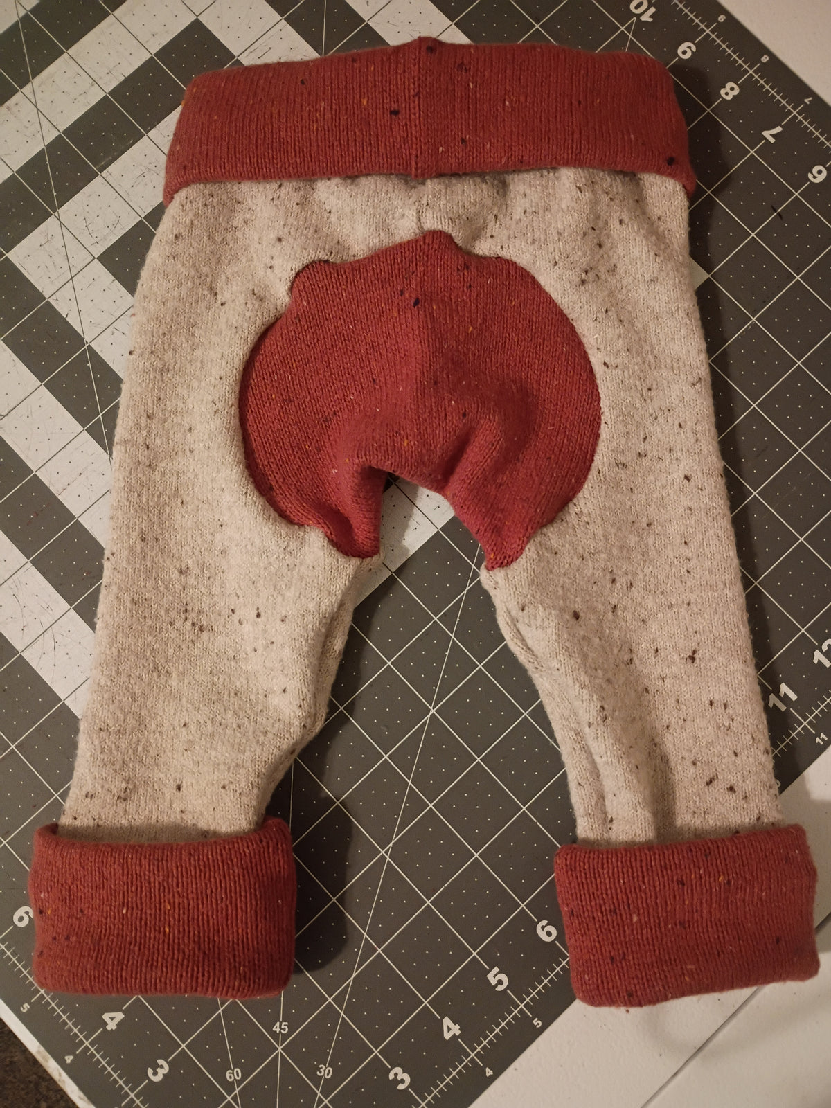 Beige with Red/Burnt Orange Bands, Sweater Monster Bunz
