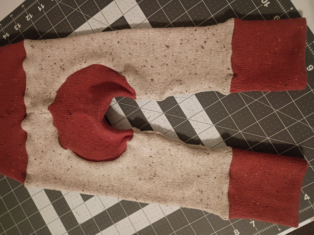 Beige with Red/Burnt Orange Bands, Sweater Monster Bunz