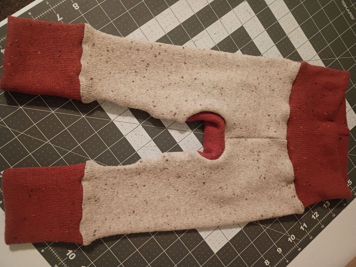 Beige with Red/Burnt Orange Bands, Sweater Monster Bunz