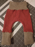 Burnt Orange/Red with Sage Green Bands, Growing Babies Sweater Buns